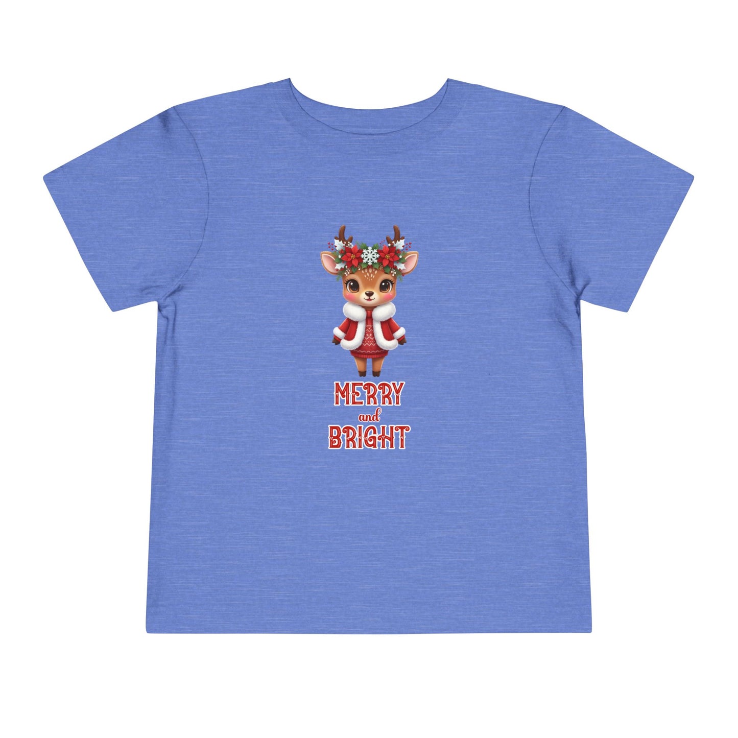 Merry and Bright Baby Reindeer Toddler Tee | Cute Reindeer Design | Christmas Outfit, Kids Holiday Shirt, Festive Toddler Wear, Winter Apparel