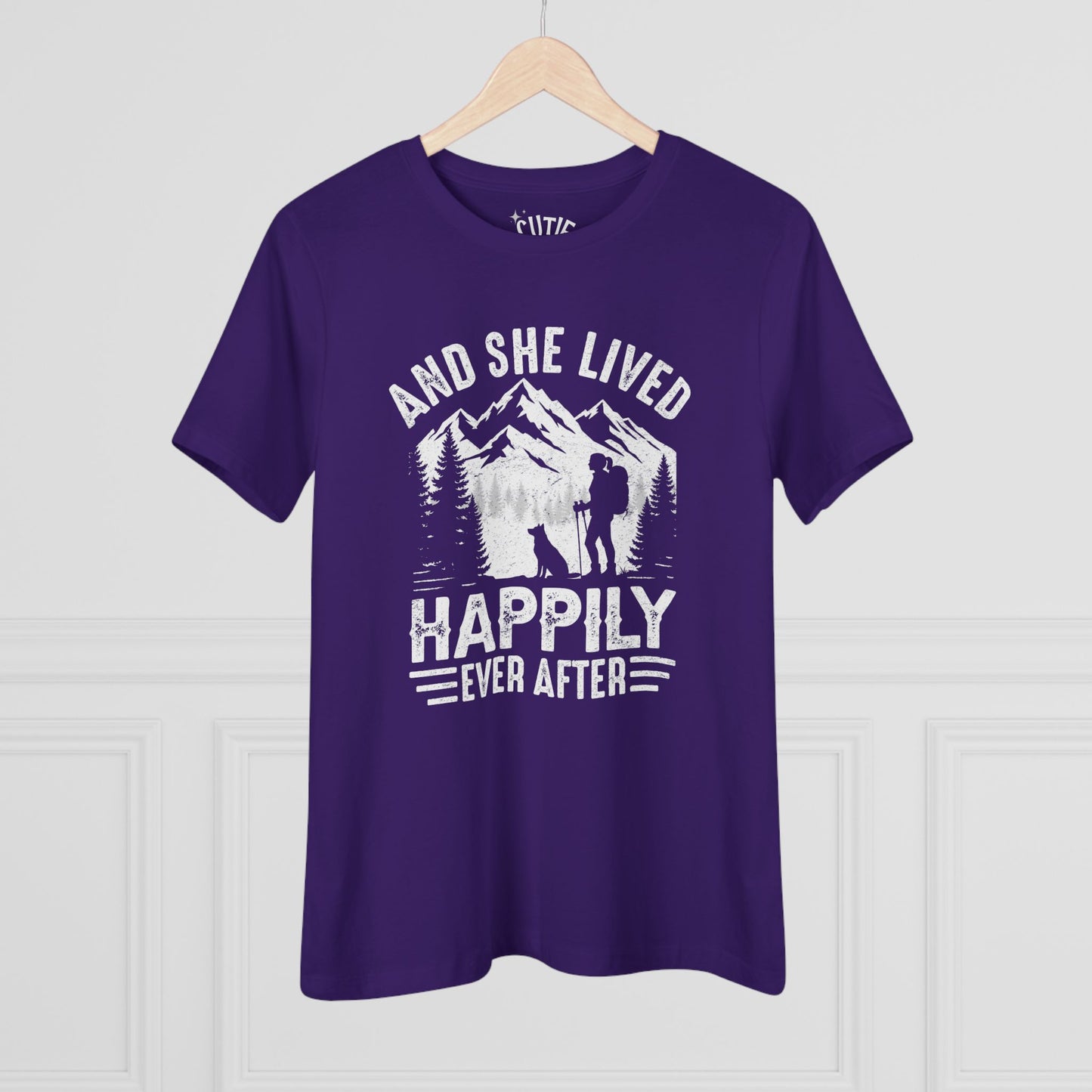 Adventure-Inspired Women's Cotton Tee - Perfect Gift for Hikers, Campers, and Outdoor Lovers, 'And She Lived Happily Ever After', [...]