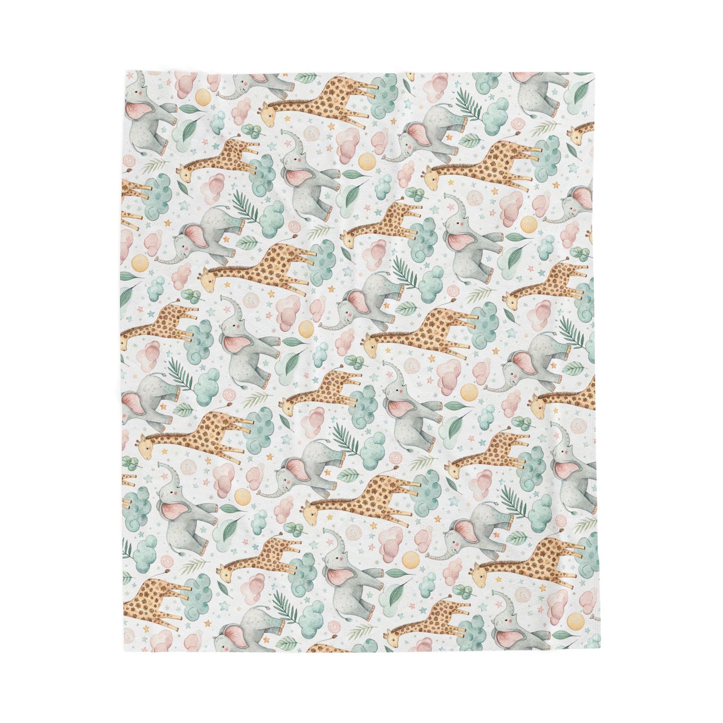 Giraffe and Elephant Baby Blanket