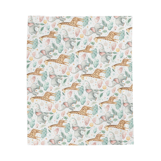 Giraffe and Elephant Baby Blanket