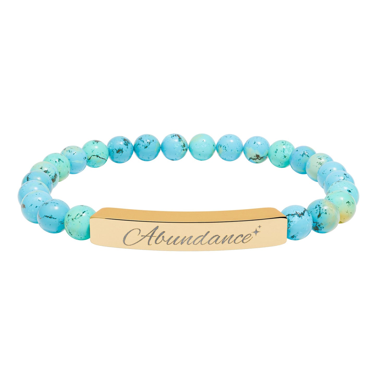 Abundance Engraved Natural Stone Stretch Bar Bracelet