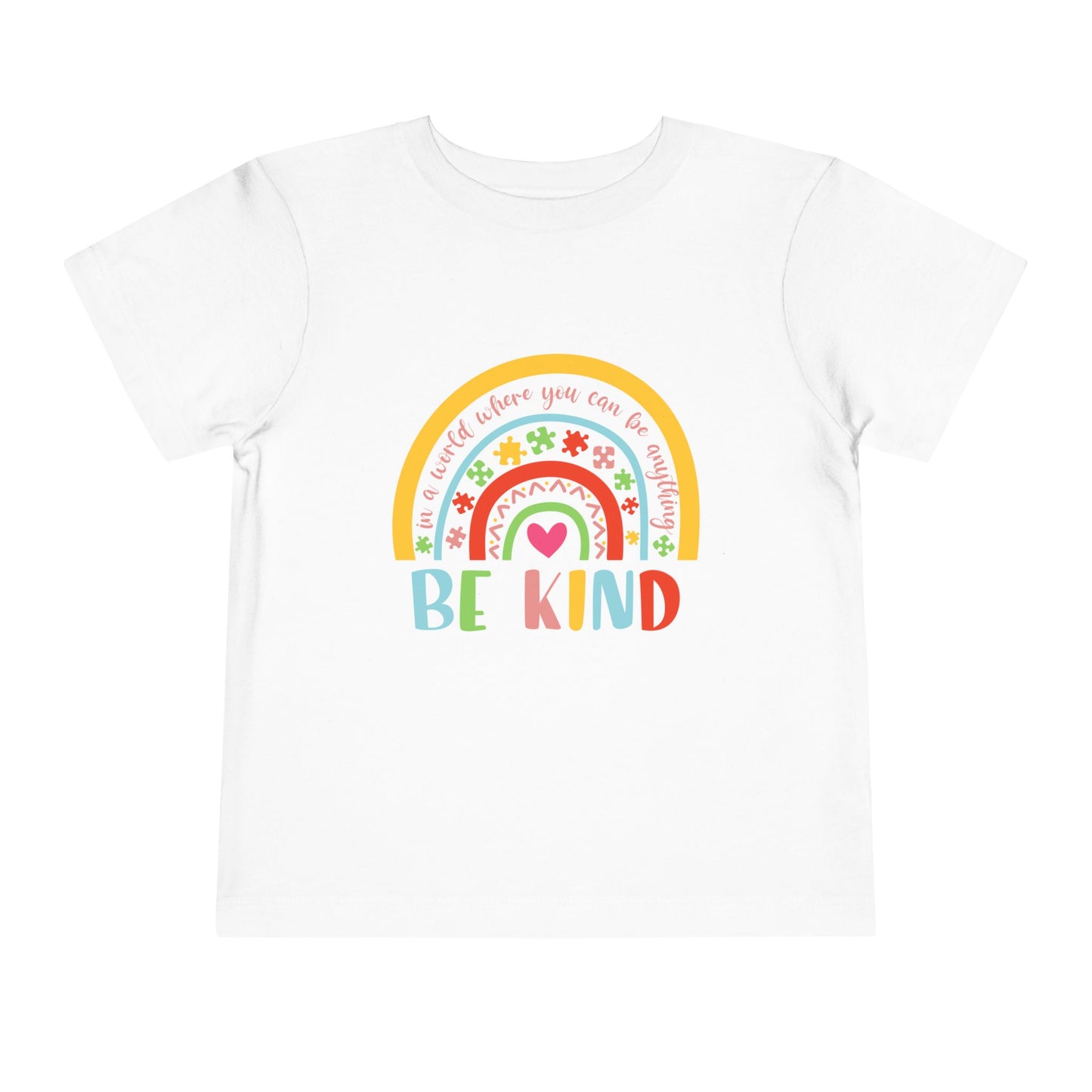 Be Kind Toddler Short Sleeve Tee - "Be Kind" Rainbow Tee, Fun Gift for Kids, Everyday Wear, Positive Vibes, Birthday Gift, Playdate Outfit
