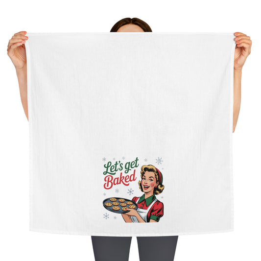 Let's Get Baked, Hot-Mess Auntie Retro Baking Tea Towel, Kitchen Decor, Gift for Bakers, Vintage Style, Christmas, Housewarming