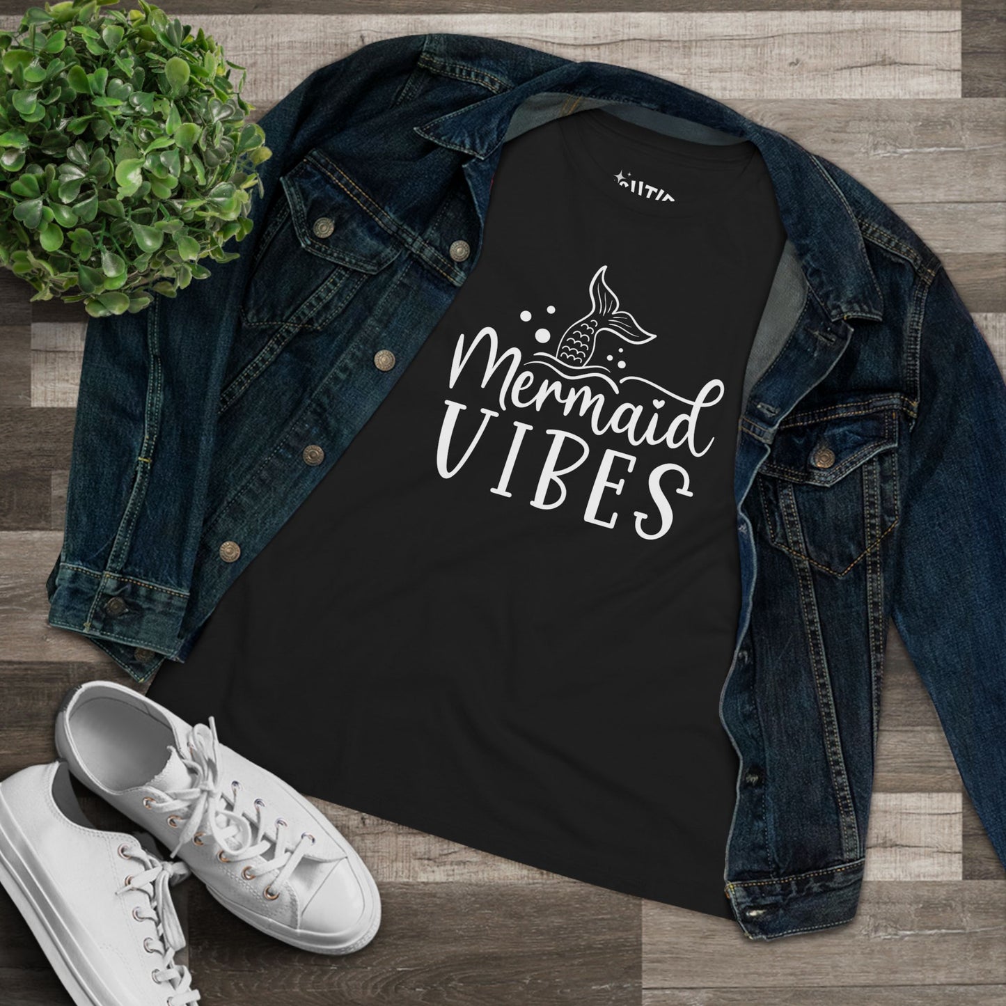 Mermaid Vibes Women's Cotton Tee, Summer Fashion, Beachwear, Gift for Her, Casual Wear, Ocean Lover Shirt