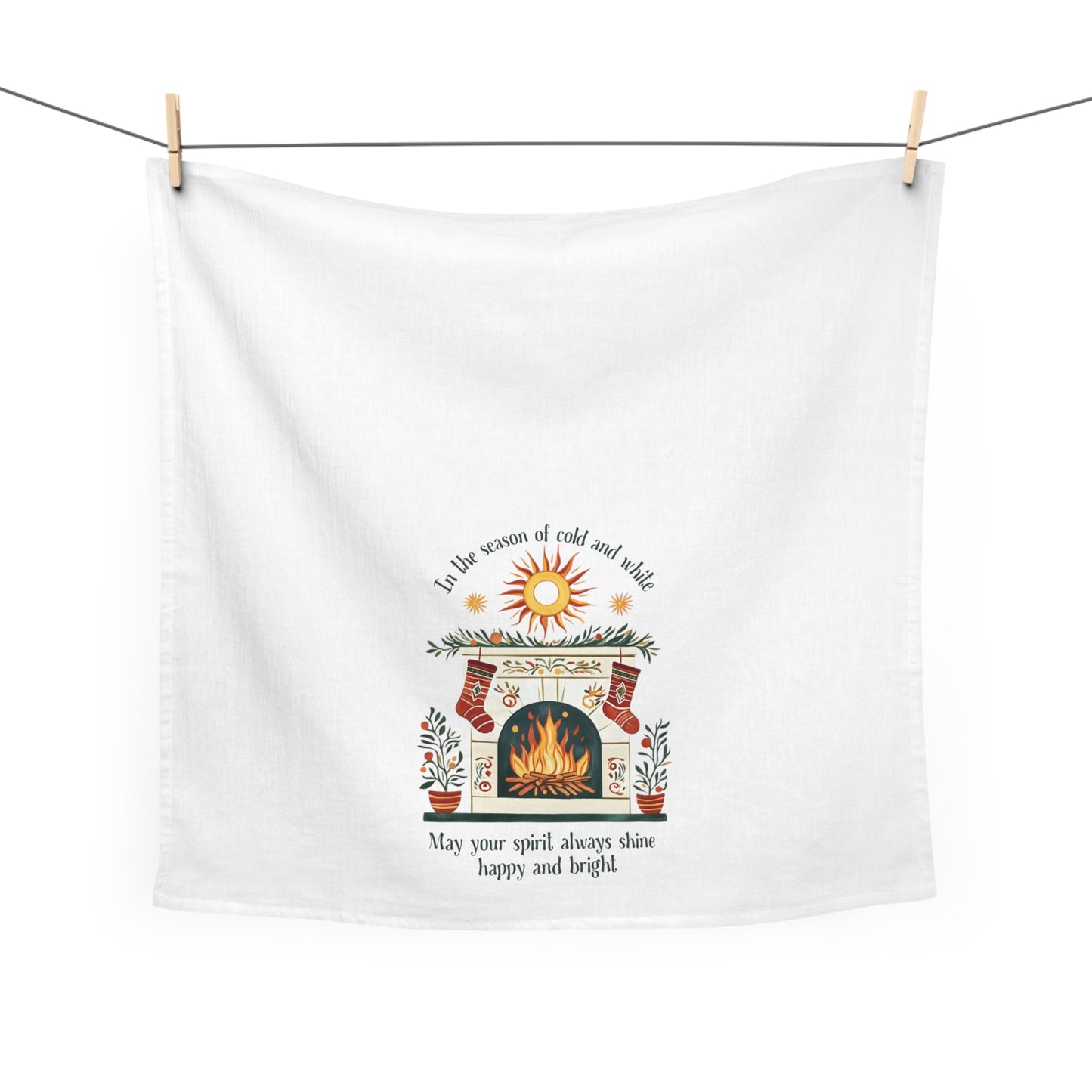 Winter Blessing Tea Towel — "May Your Spirit Always Shine"