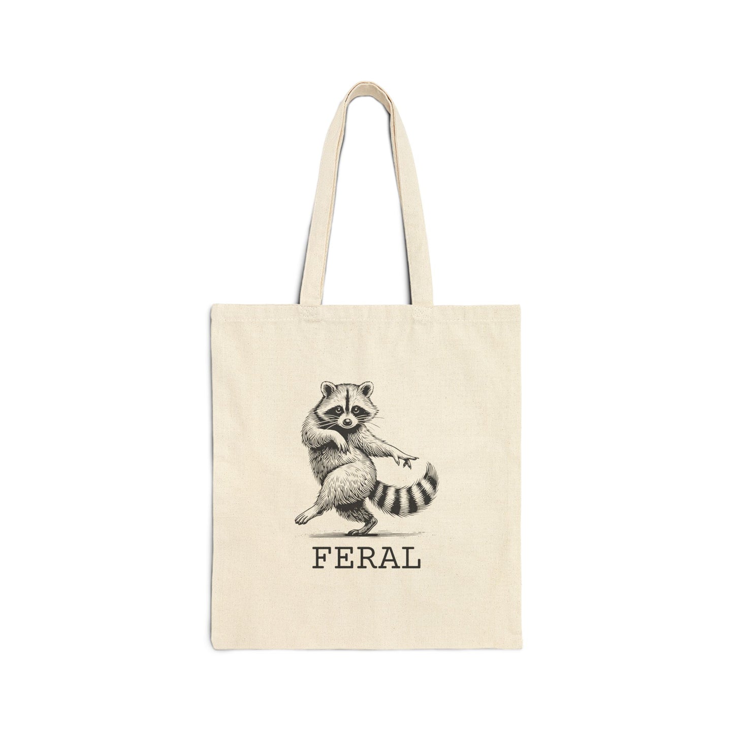 Feral Raccoon Cotton Canvas Tote Bag, Eco-Friendly Grocery Tote, Cute Animal Lover Gift, Reusable Shopping Bag, Unique Art Tote