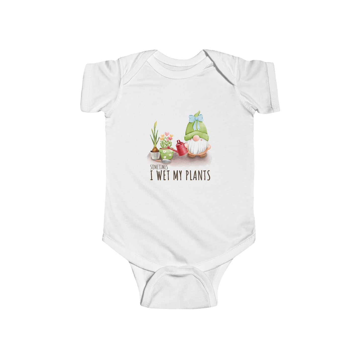 Garden Gnome Baby Onesie — "I Wet My Plants"
