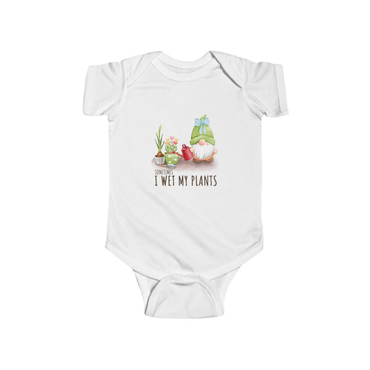 Garden Gnome Baby Onesie — "I Wet My Plants"
