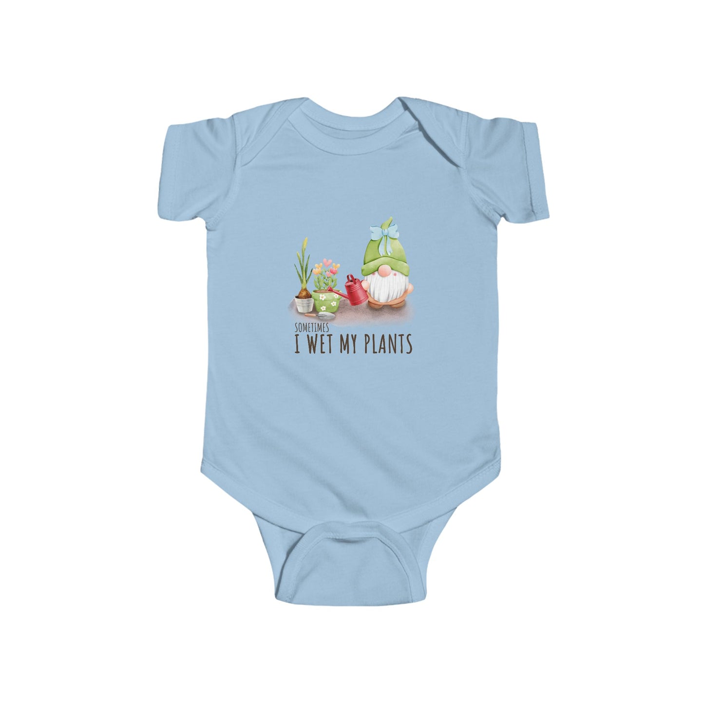 Garden Gnome Baby Onesie — "I Wet My Plants"