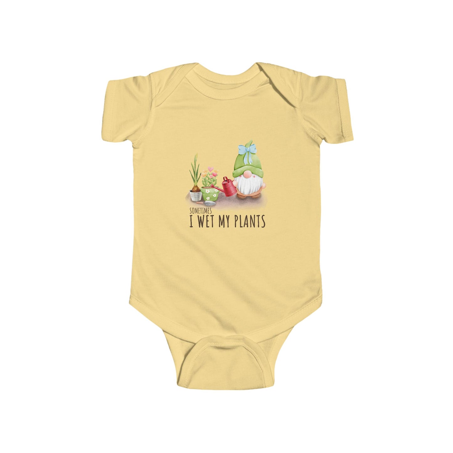 Garden Gnome Baby Onesie — "I Wet My Plants"