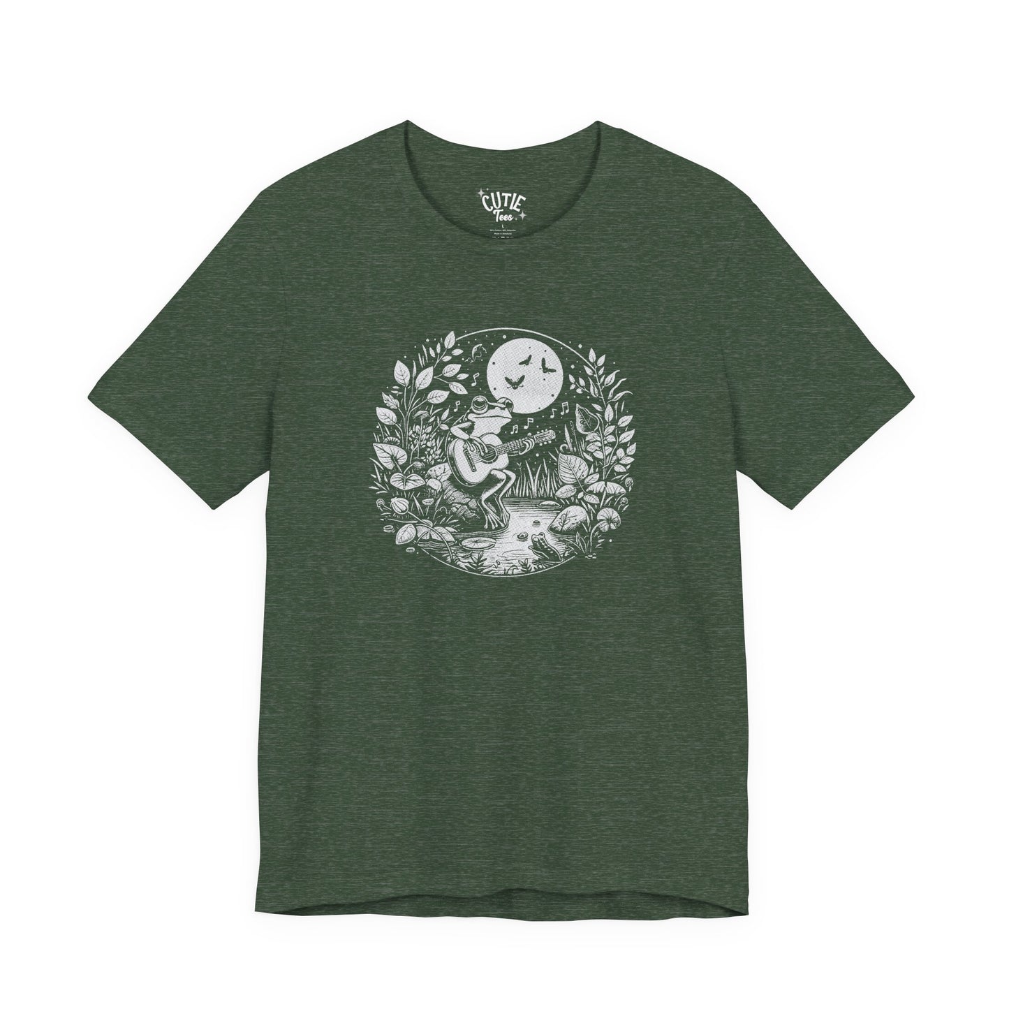 Frog with Guitar Nature Graphic Tee, Unisex Outdoor Shirt, Casual Wear, Gift for Nature Lovers, Music Theme Apparel, Bohemian Style Clothing