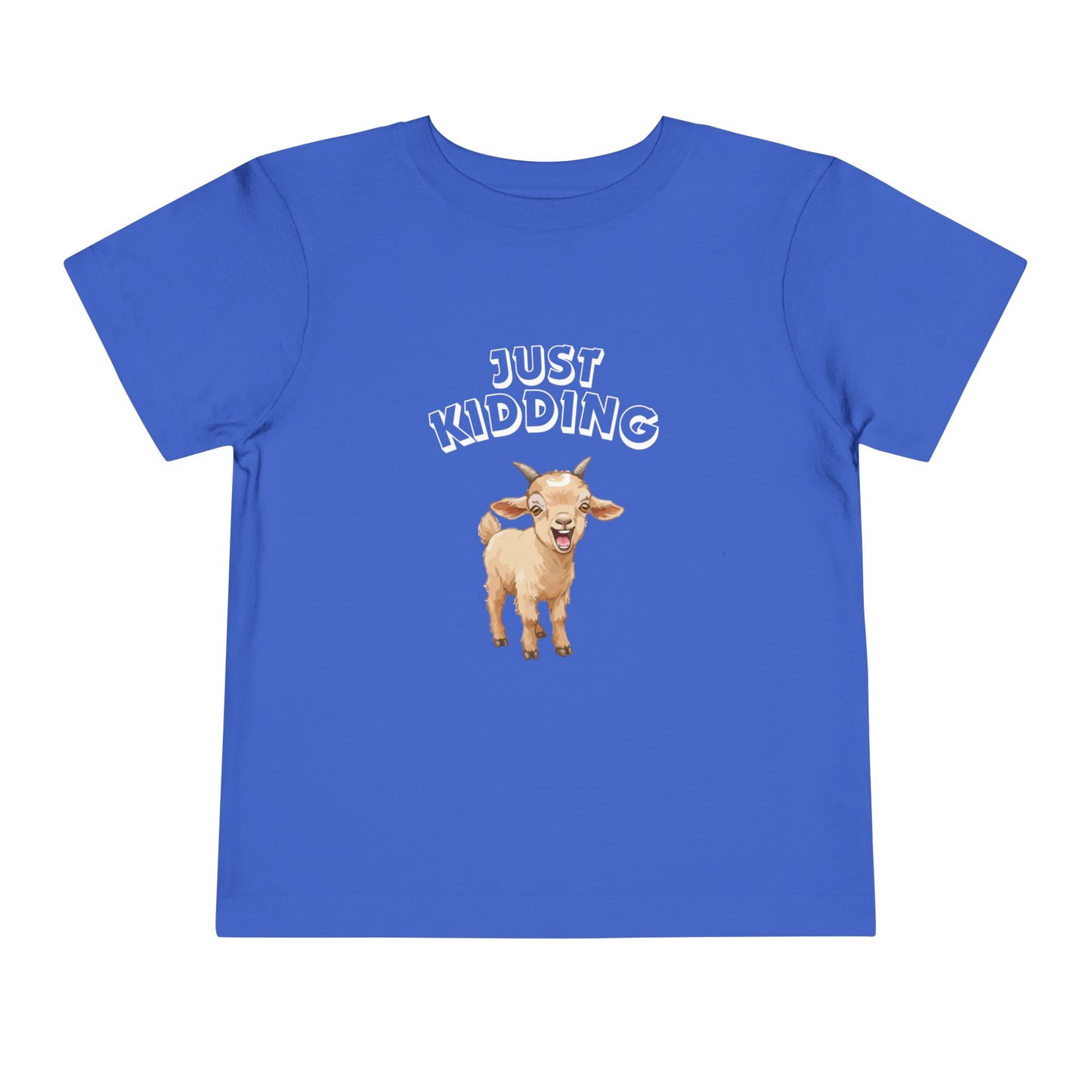 Just Kidding Baby Goat Pun Toddler Shirt with 25% of Proceeds to Goatlandia Farm Animal Sanctuary