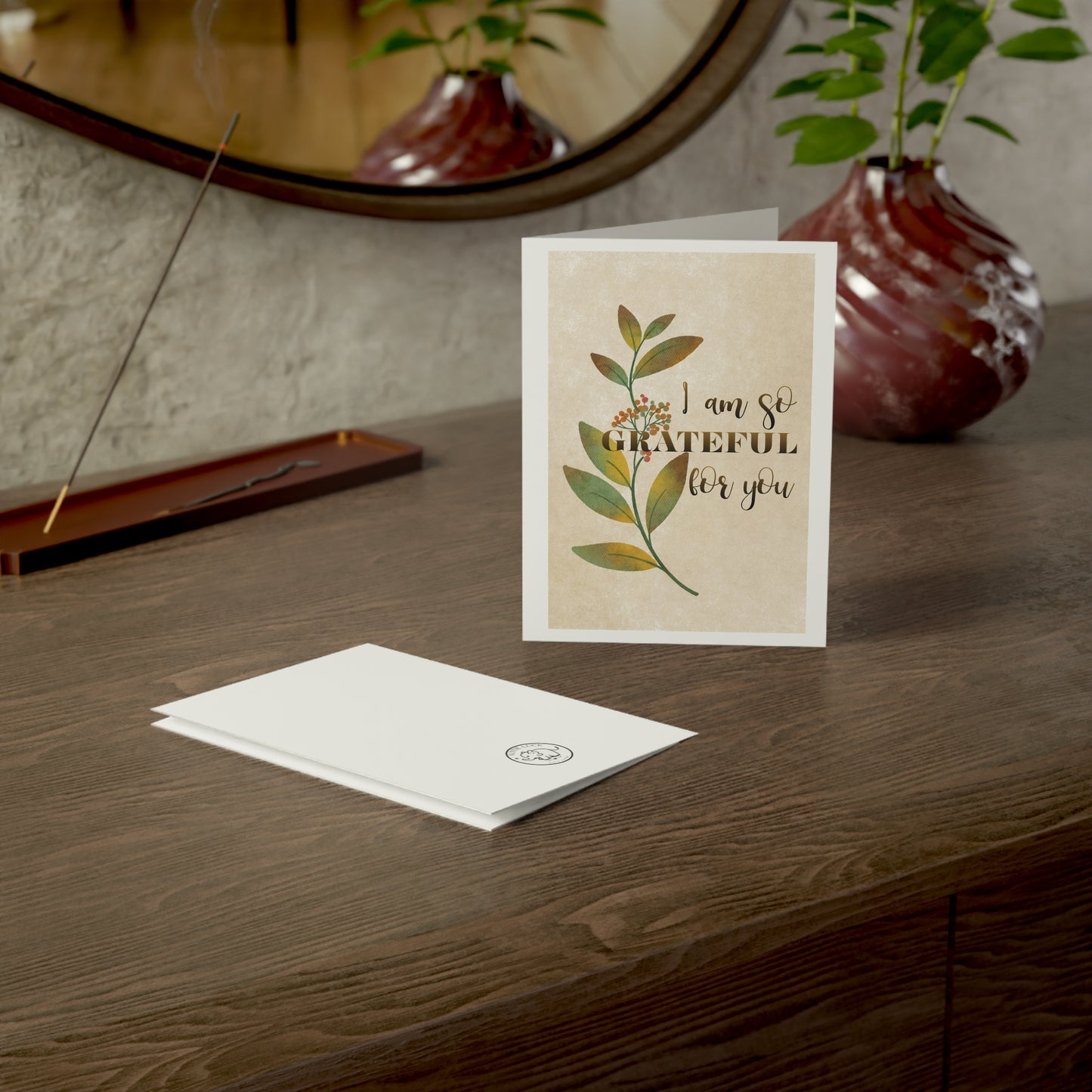 Grateful Greeting Card — Botanical Floral Note Cards (1/10/30/50 pcs)