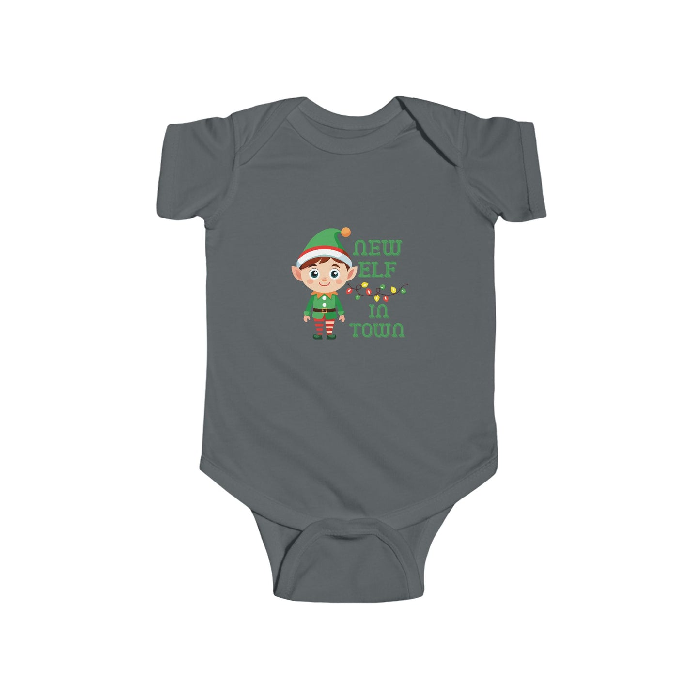 New Elf in Town Infant Bodysuit - Cute Baby Outfit, Christmas Gift, Holiday Apparel, Newborn Onesie, Festive Baby Clothes