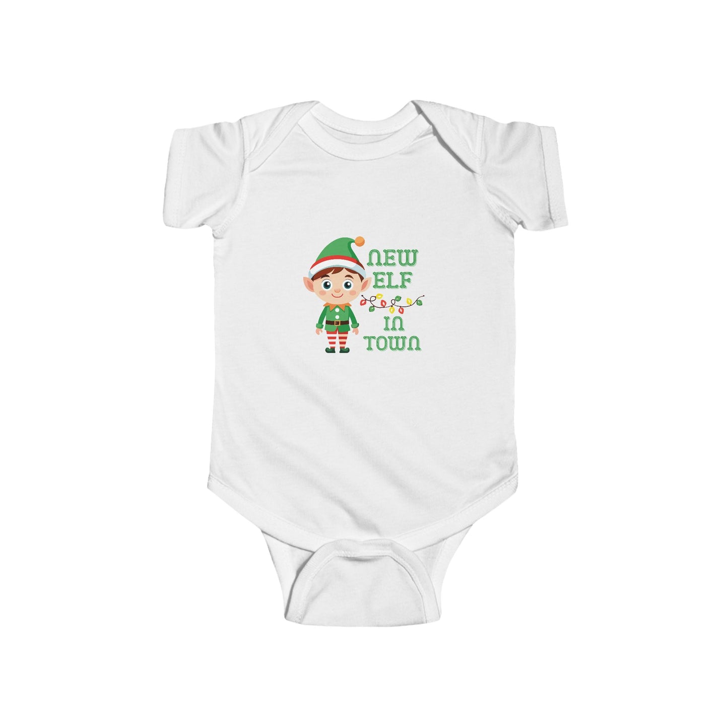 New Elf in Town Infant Bodysuit - Cute Baby Outfit, Christmas Gift, Holiday Apparel, Newborn Onesie, Festive Baby Clothes