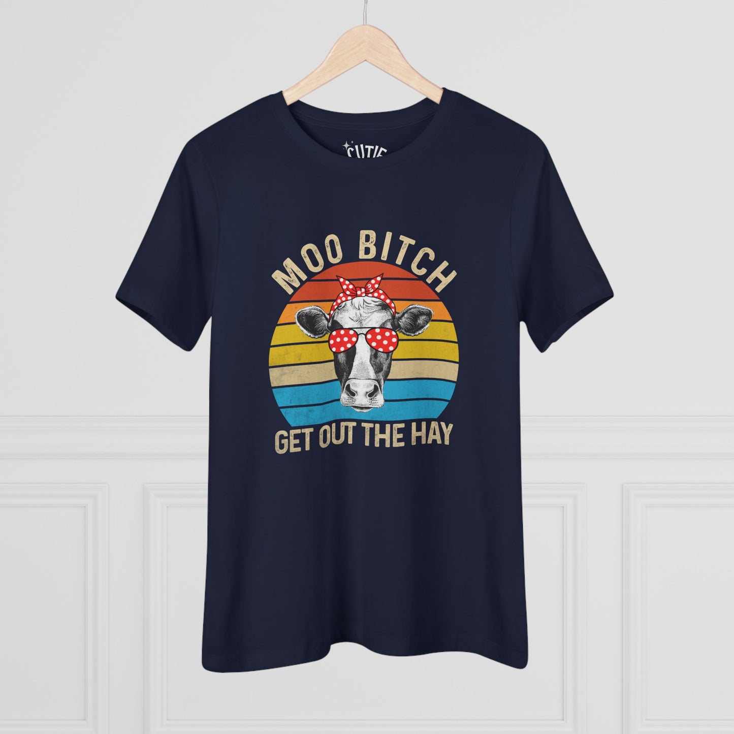 Moo Bi*ch Cow Graphic Tee, Women's Novelty T-Shirt, Gift for Animal Lovers, Country Style Shirt, Farm Animal Apparel