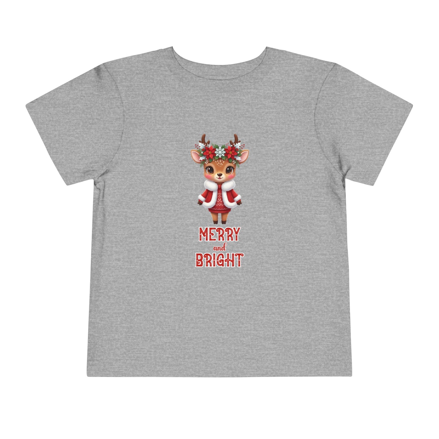 Merry and Bright Baby Reindeer Toddler Tee | Cute Reindeer Design | Christmas Outfit, Kids Holiday Shirt, Festive Toddler Wear, Winter Apparel