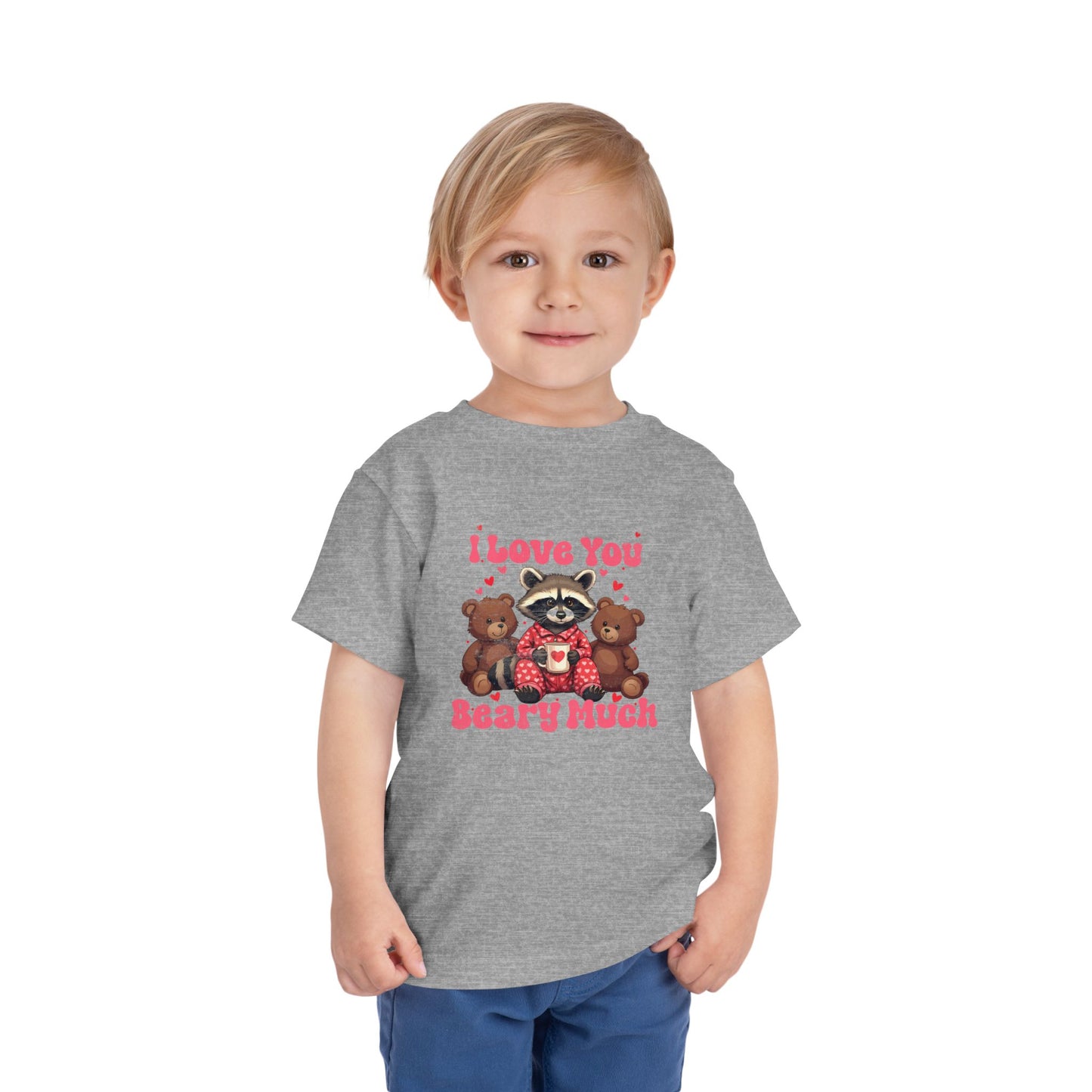 I Love You Beary Much Toddler Tee -  Raccoon in Pajamas \