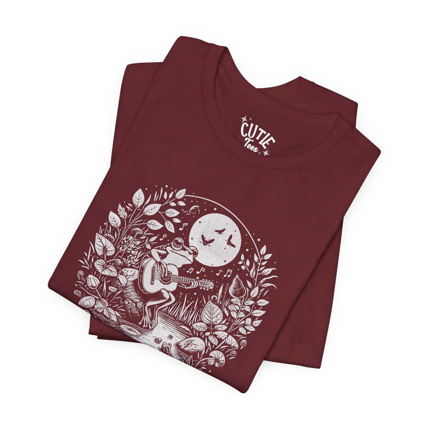Frog with Guitar Nature Graphic Tee, Unisex Outdoor Shirt, Casual Wear, Gift for Nature Lovers, Music Theme Apparel, Bohemian Style Clothing