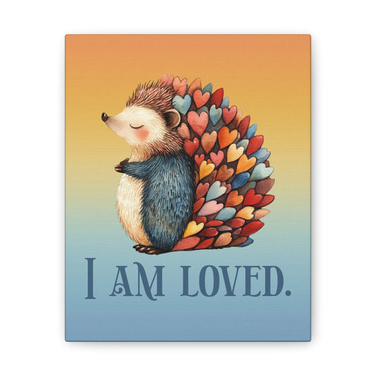 Hedgehog 'I Am Loved' Canvas Wall Art