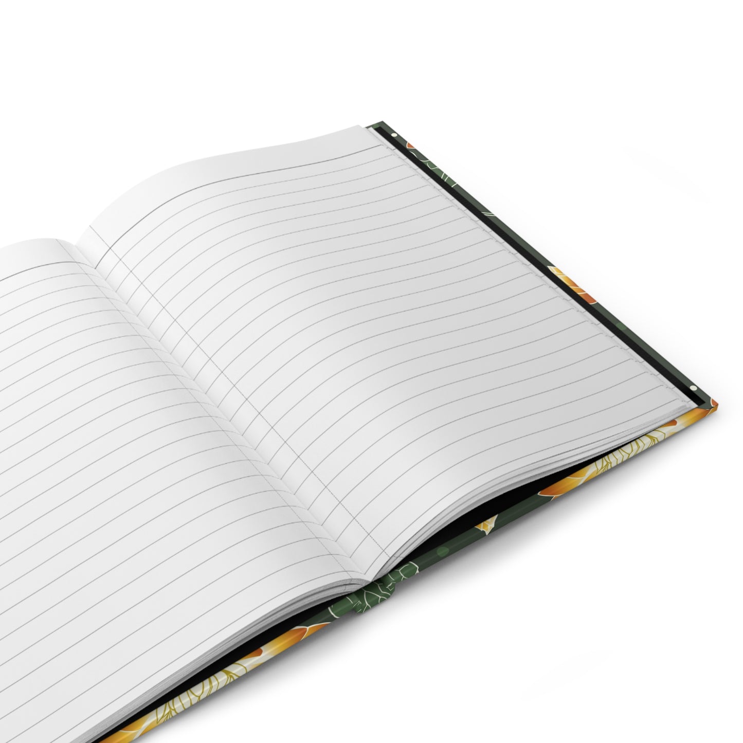 Floral Lotus Hardcover Journal — Matte Green & Golden Bloom Notebook