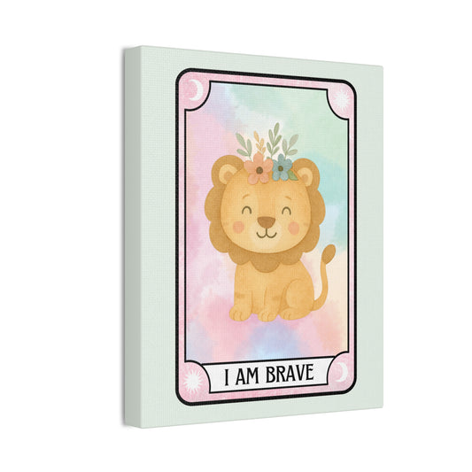 Lion Canvas Wall Art - 'I Am Brave' Tarot Card
