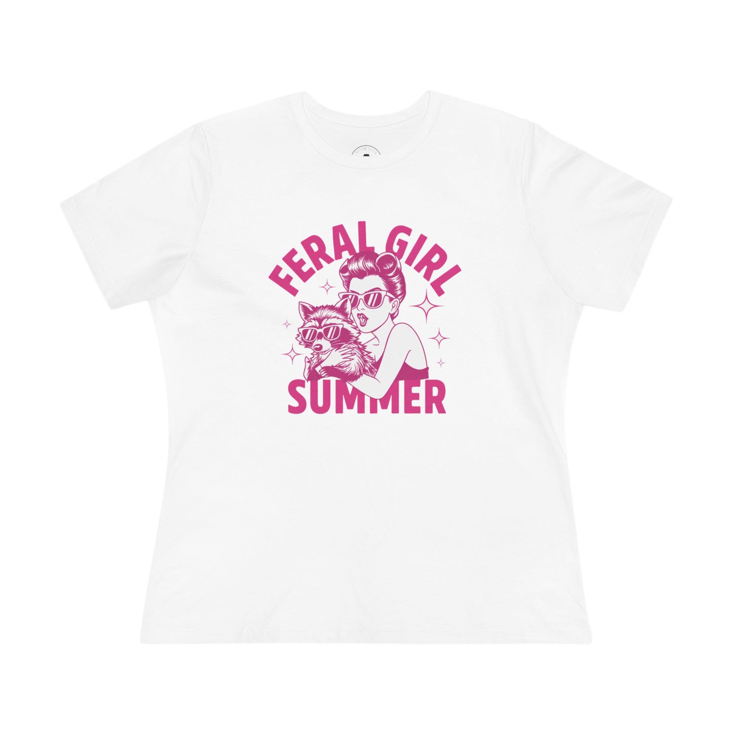 Feral Girl Summer Raccoon Tee – Hot Pink Vintage