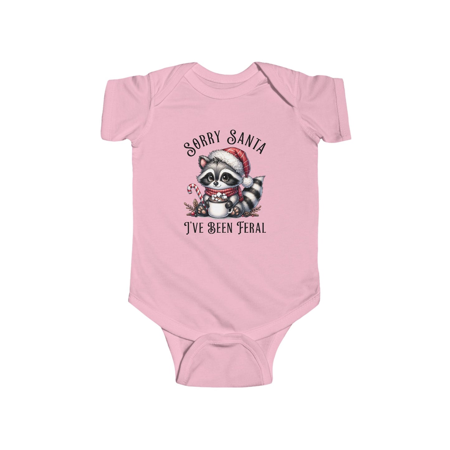Sorry Santa, I've Been Feral Baby Raccoon Funny Bodysuit, Christmas Outfit for Infants, Holiday Gift, Baby Shower Present, Cute Raccoon Design, Sorry Santa