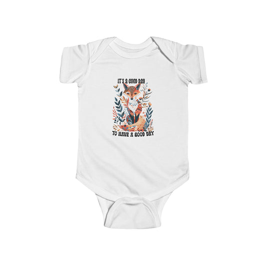 Baby Fox Boho Onesie - Infant Fine Jersey Bodysuit with Positive Vibes