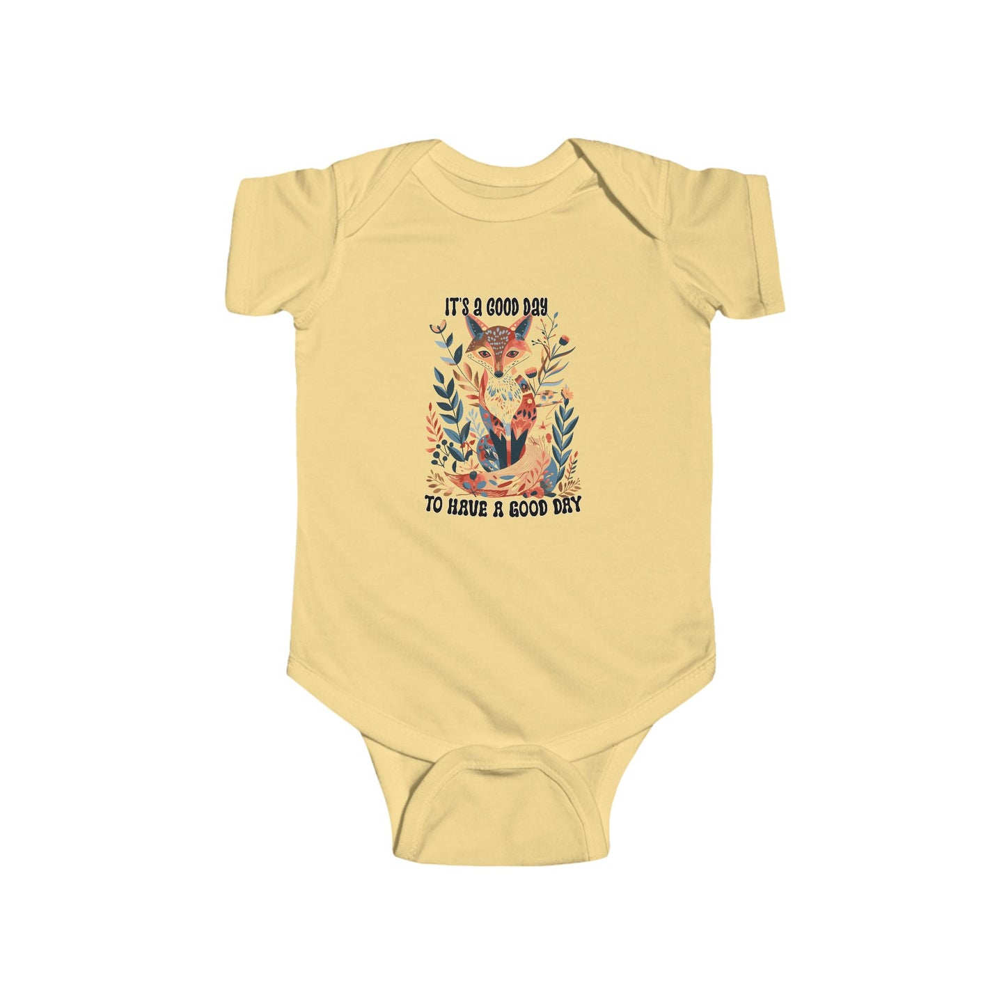Baby Fox Boho Onesie - Infant Fine Jersey Bodysuit with Positive Vibes