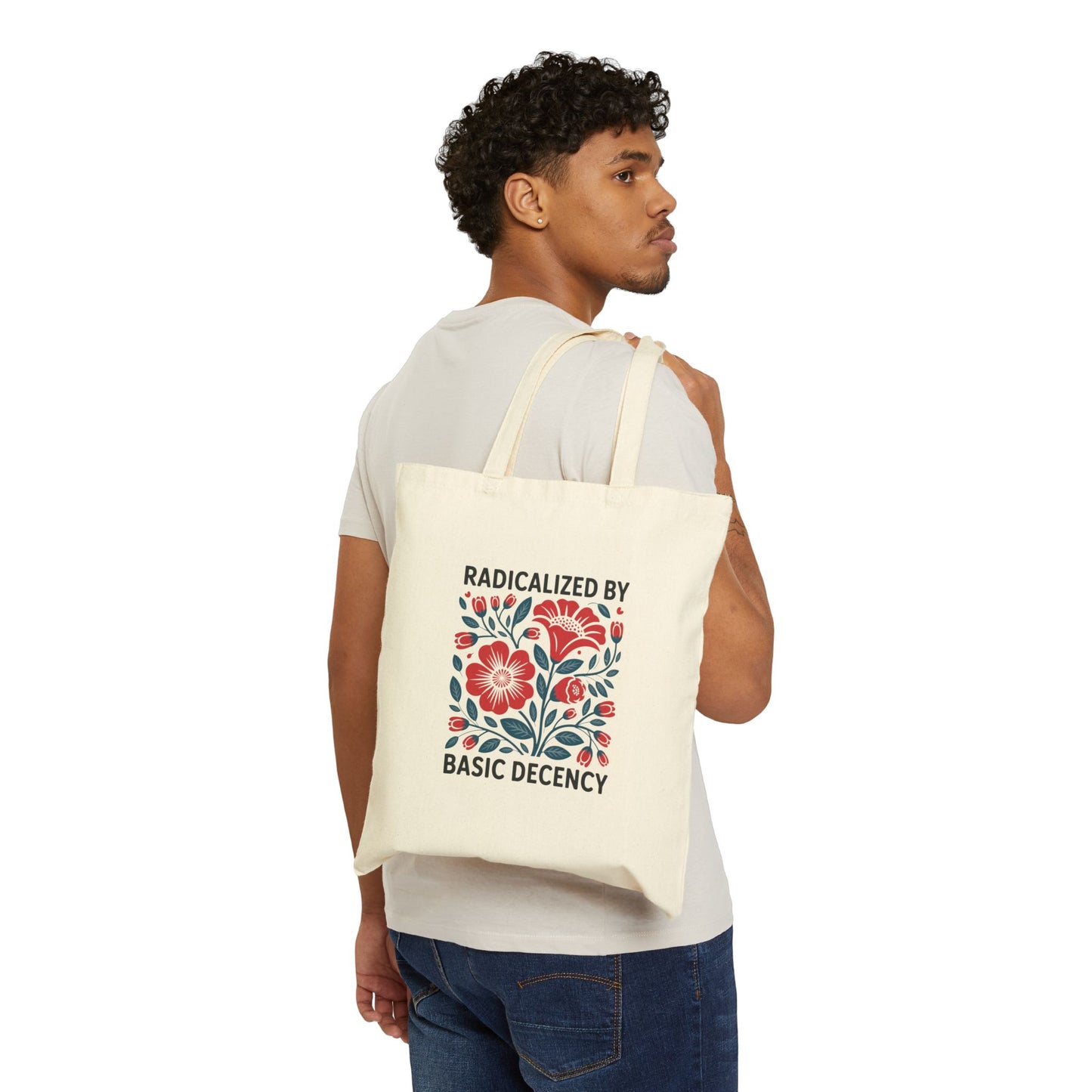Radicalized by Basic Decency Floral Cotton Canvas Tote