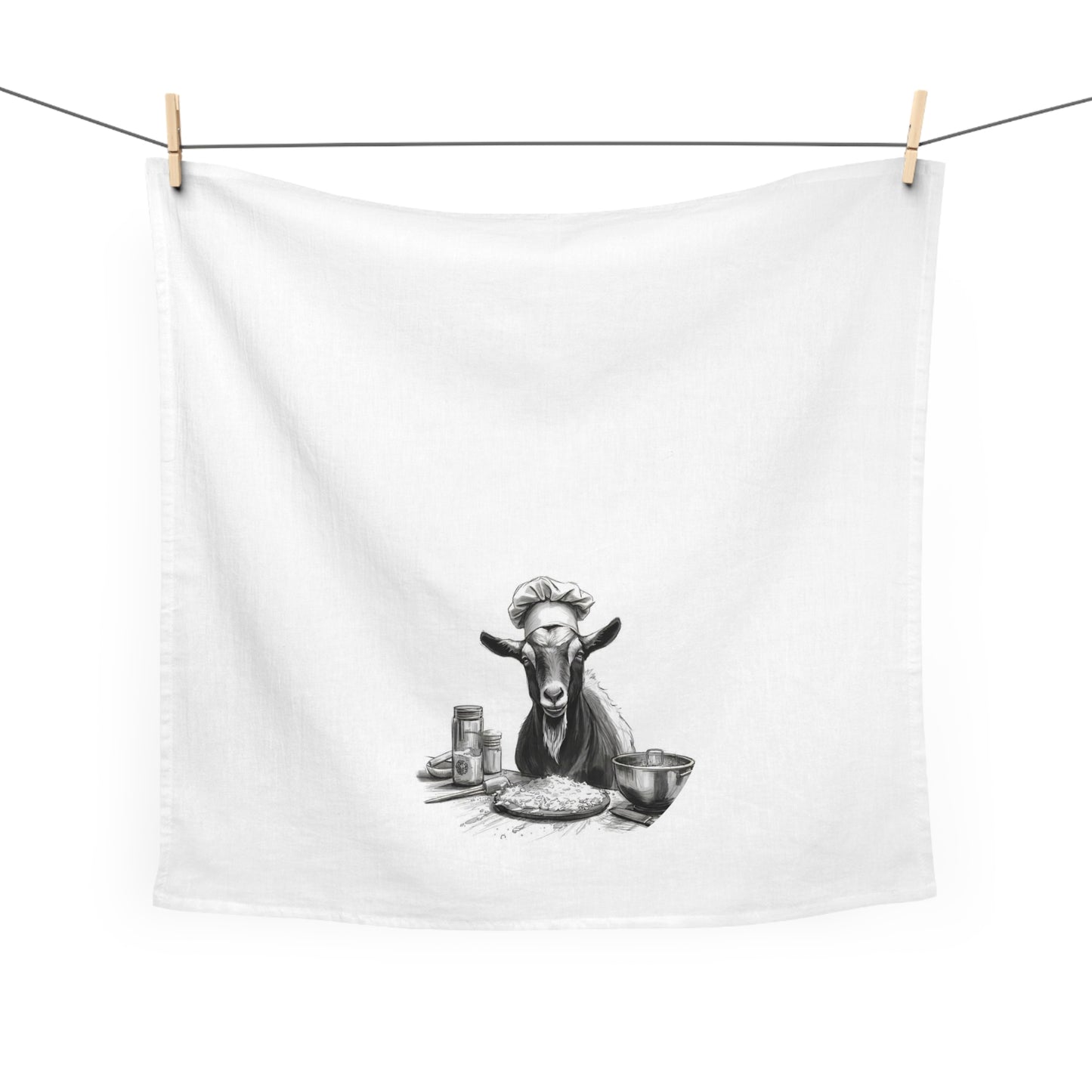 Whimsical Goat Baker Chef Tea Towel, Fun Kitchen Decor, Perfect Gift for Home Cooks, Unique Kitchen Accessories