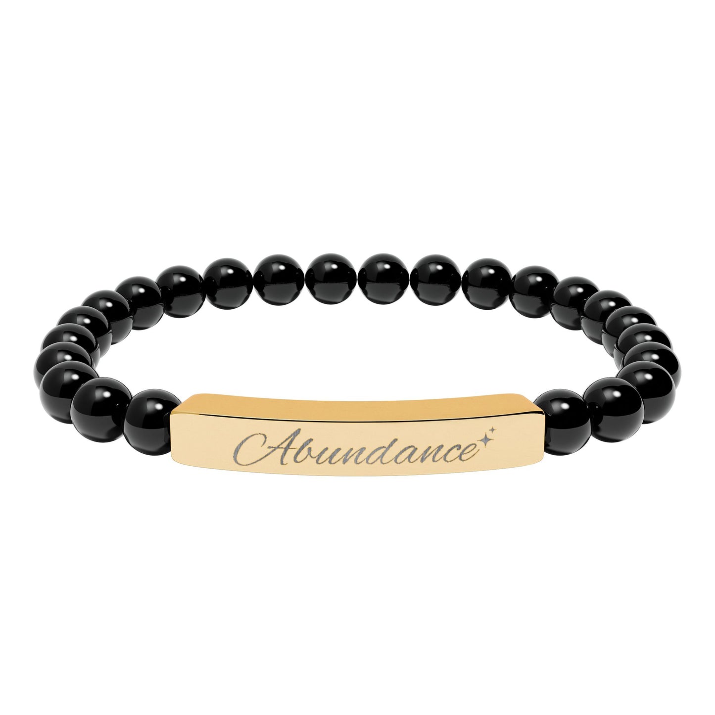Abundance Engraved Natural Stone Stretch Bar Bracelet
