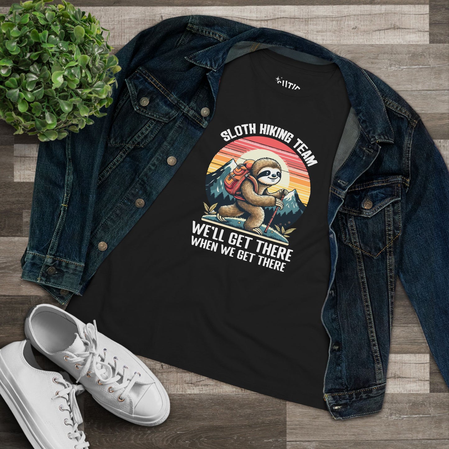 Sloth Hiking Team Women's Cotton Tee | Funny Sloth Shirt, Outdoor T-Shirt, Nature Lover Gift, Hiking Apparel, Gift for Adventurers