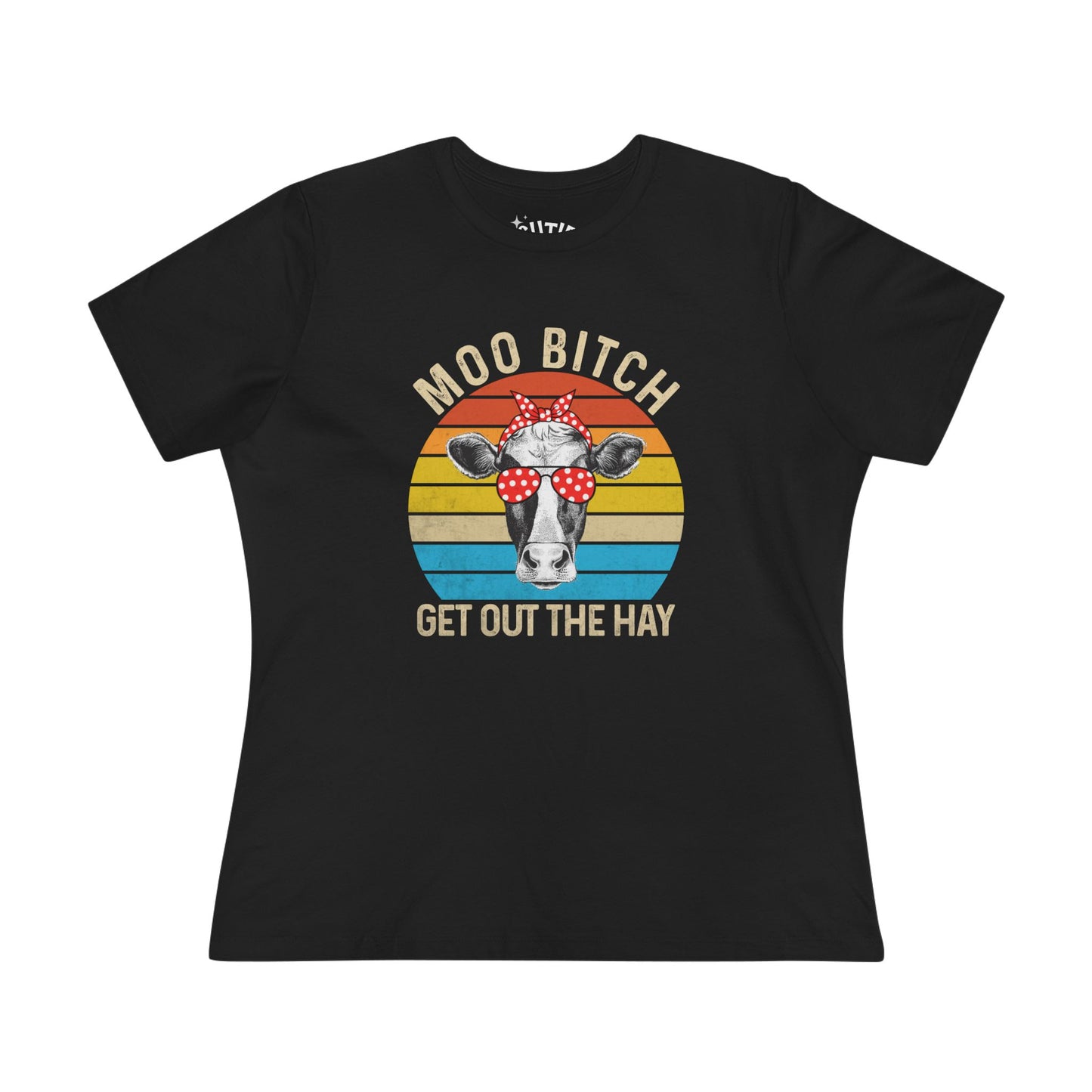 Moo Bi*ch Cow Graphic Tee, Women's Novelty T-Shirt, Gift for Animal Lovers, Country Style Shirt, Farm Animal Apparel