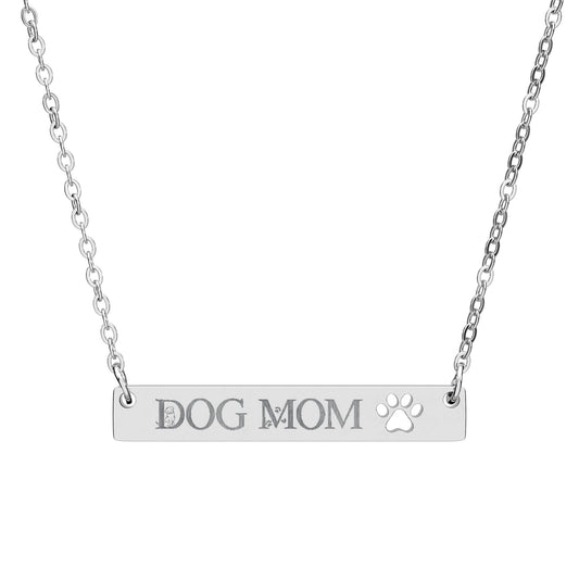 Dog Mom Necklace Cutout Paw Bar