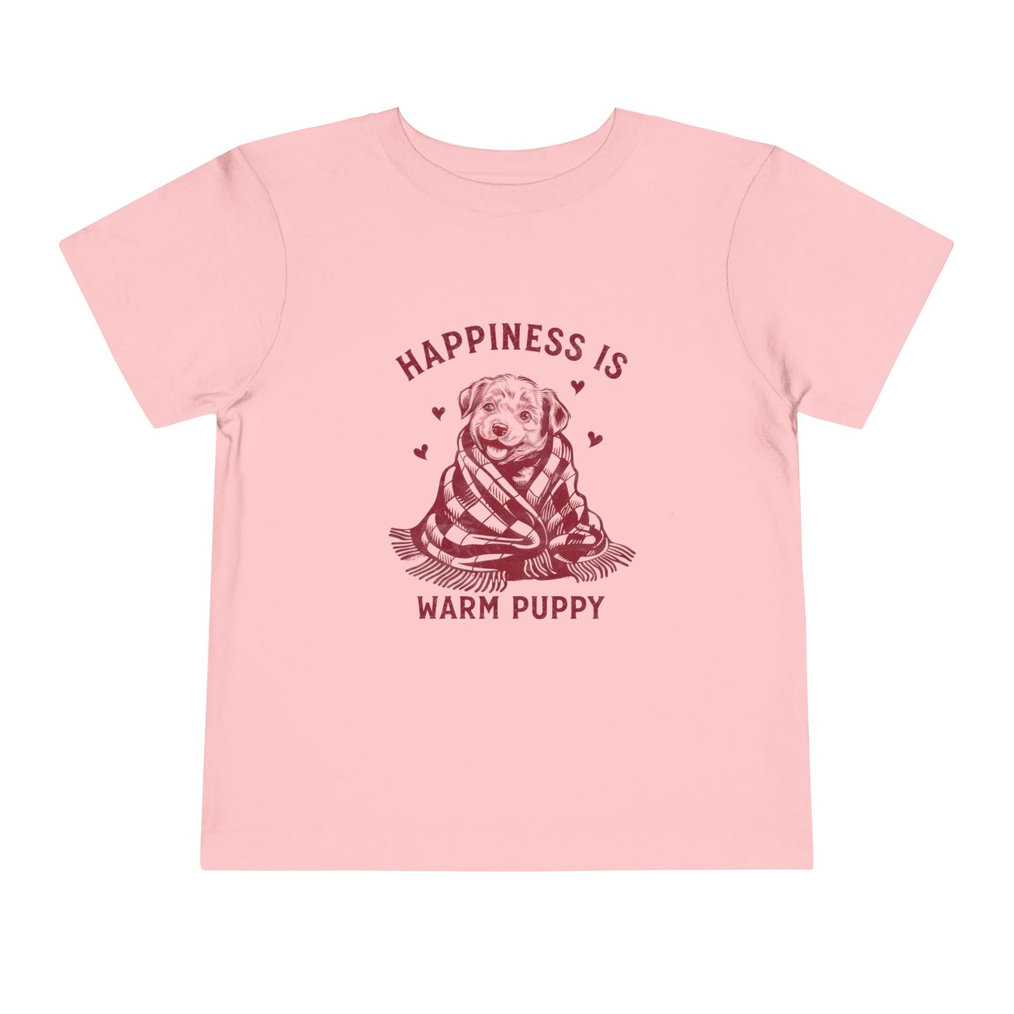Happiness Is a Warm Puppy Toddler Tee — Retro Puppy in Blanket