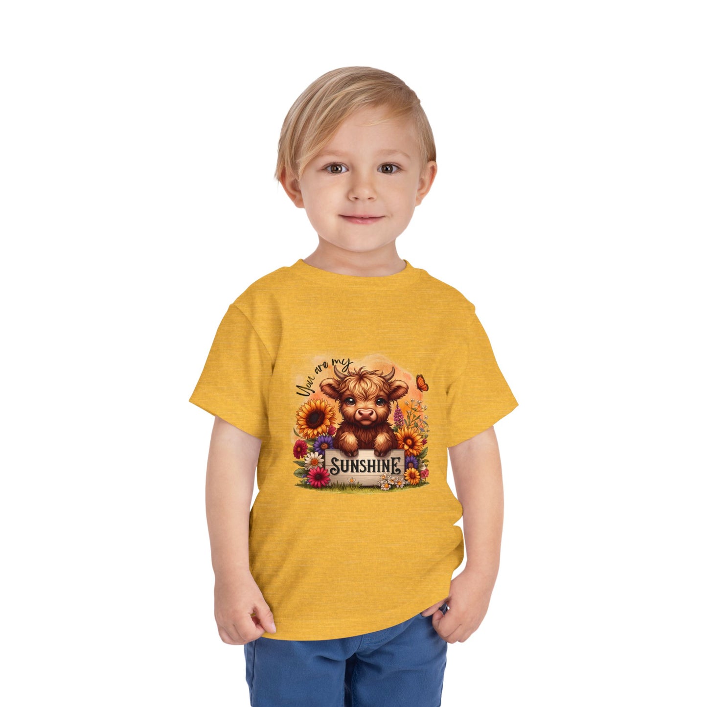 You Are My Sunshine Toddler Tee -  Baby Highland Cow Print