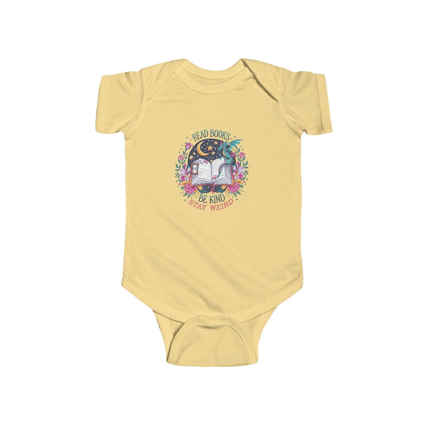 Charming Storybook Infant Bodysuit "Read Books, Be Kind, Stay Weird"| Baby Shower Gift, Newborn Outfit, Cute Onesie, Book Lover Gift, Toddler Clothing