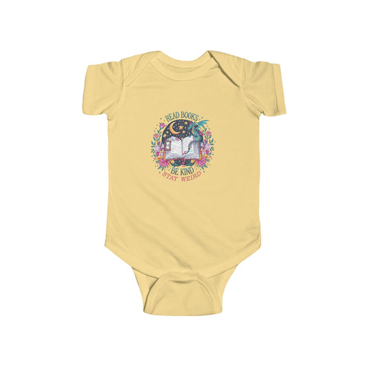 Charming Storybook Infant Bodysuit "Read Books, Be Kind, Stay Weird"| Baby Shower Gift, Newborn Outfit, Cute Onesie, Book Lover Gift, Toddler Clothing