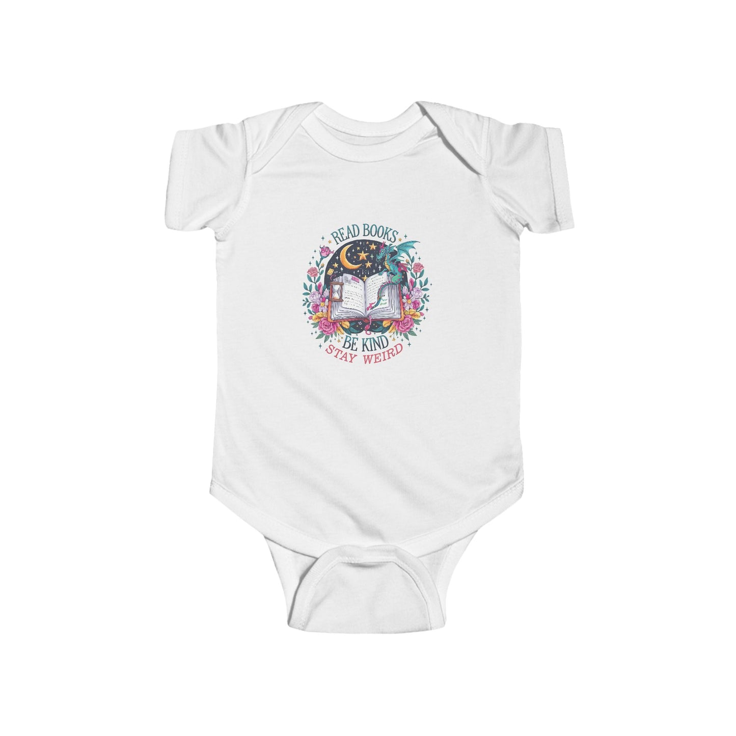 Charming Storybook Infant Bodysuit "Read Books, Be Kind, Stay Weird"| Baby Shower Gift, Newborn Outfit, Cute Onesie, Book Lover Gift, Toddler Clothing