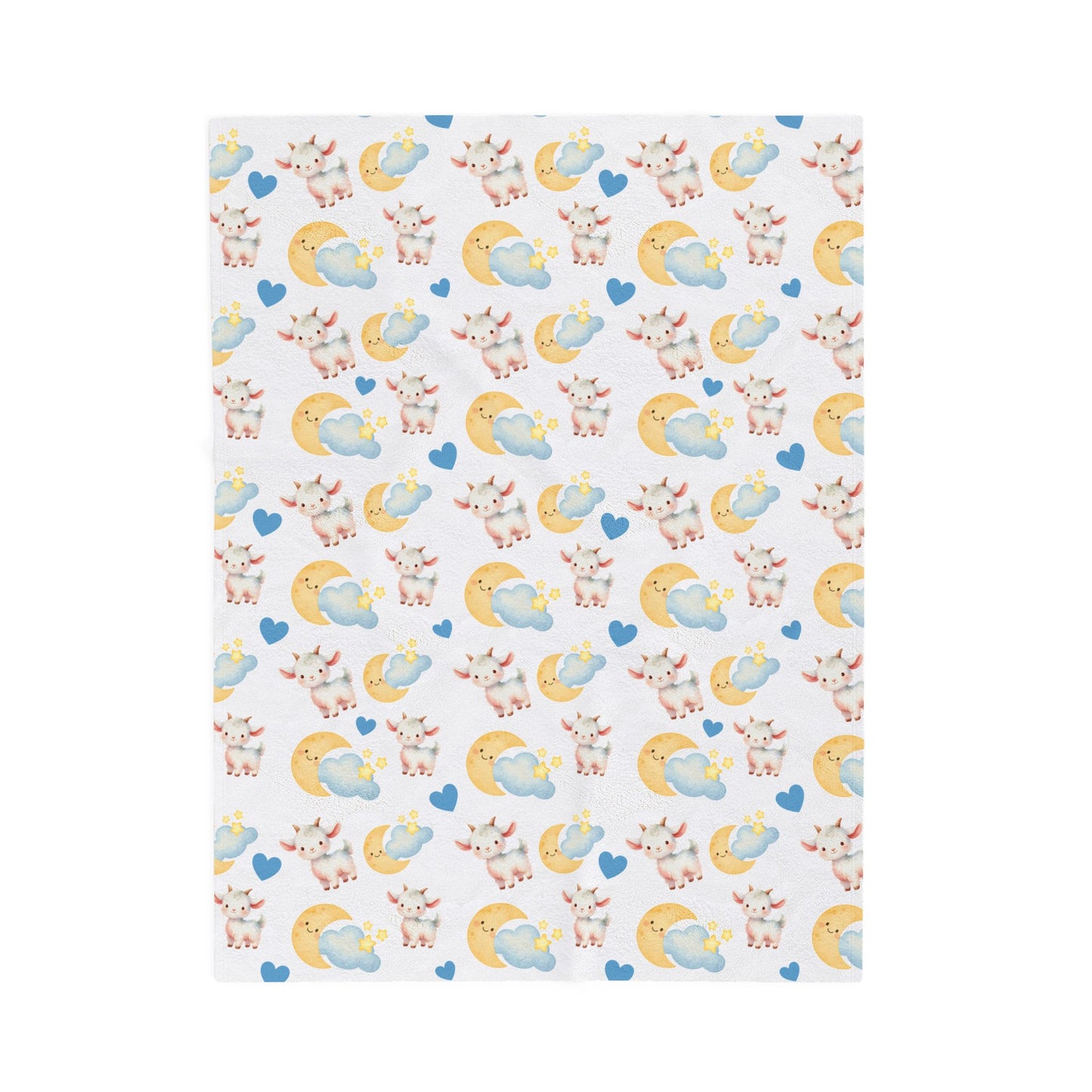 Baby Goat Moon & Stars Velveteen Plush Blanket