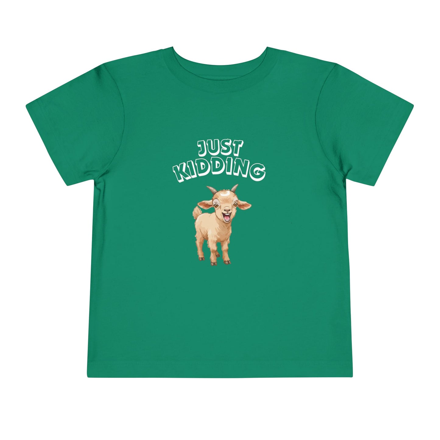 Just Kidding Baby Goat Pun Toddler Shirt with 25% of Proceeds to Goatlandia Farm Animal Sanctuary