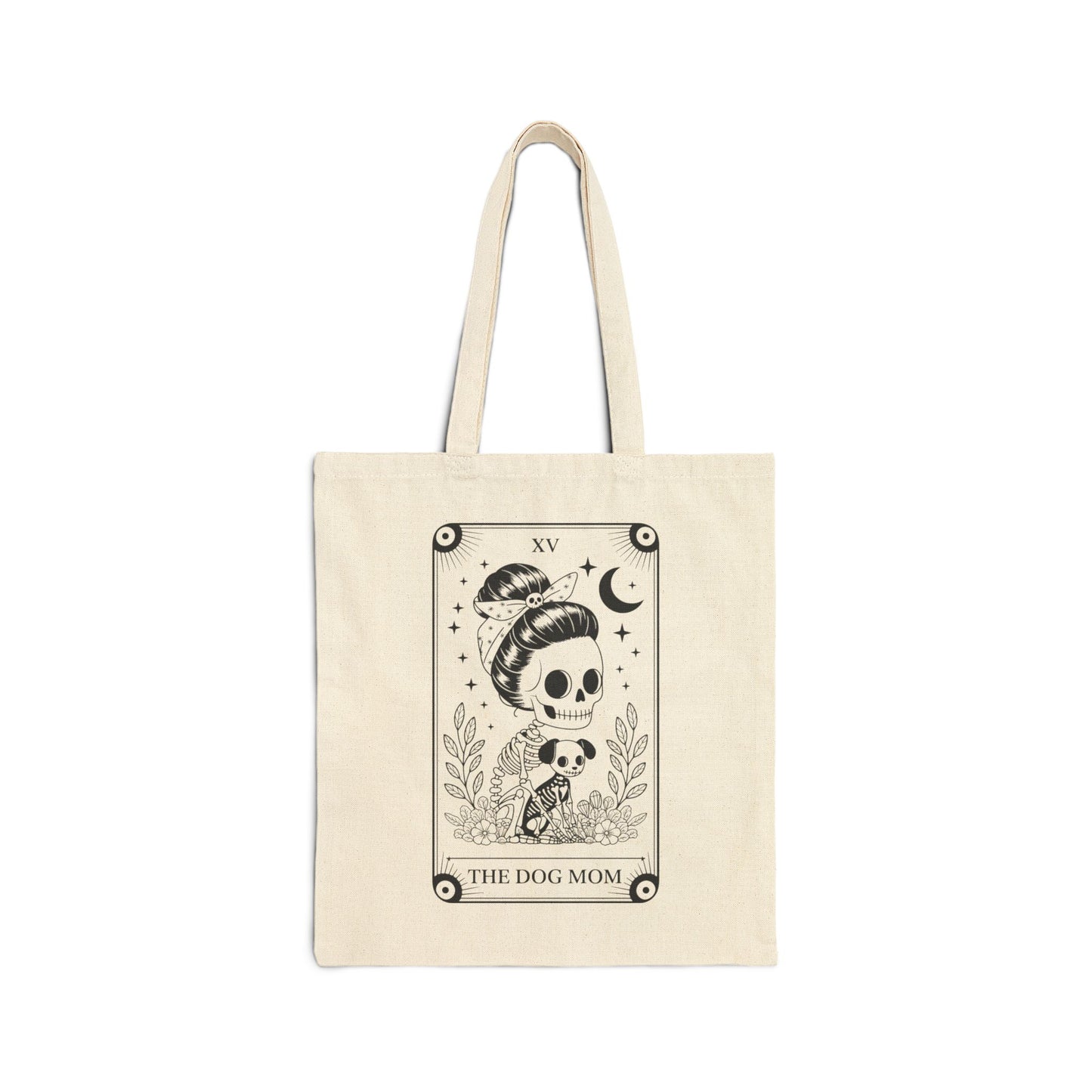 Dog Mom Tarot Card - Skeleton Design Canvas Tote Bag