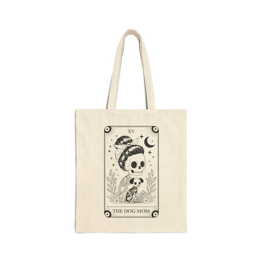 Dog Mom Tarot Card - Skeleton Design Canvas Tote Bag