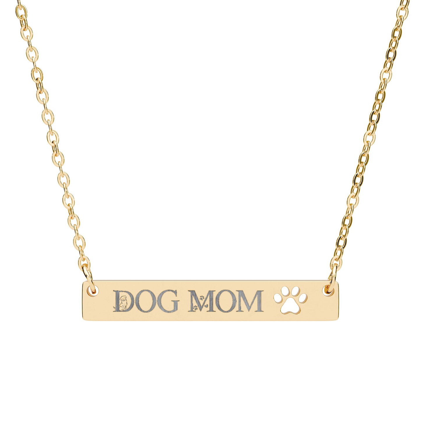 Dog Mom Necklace Cutout Paw Bar