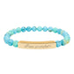 Engraved Natural Stone Stretch Bar Bracelet — "I am Grateful"