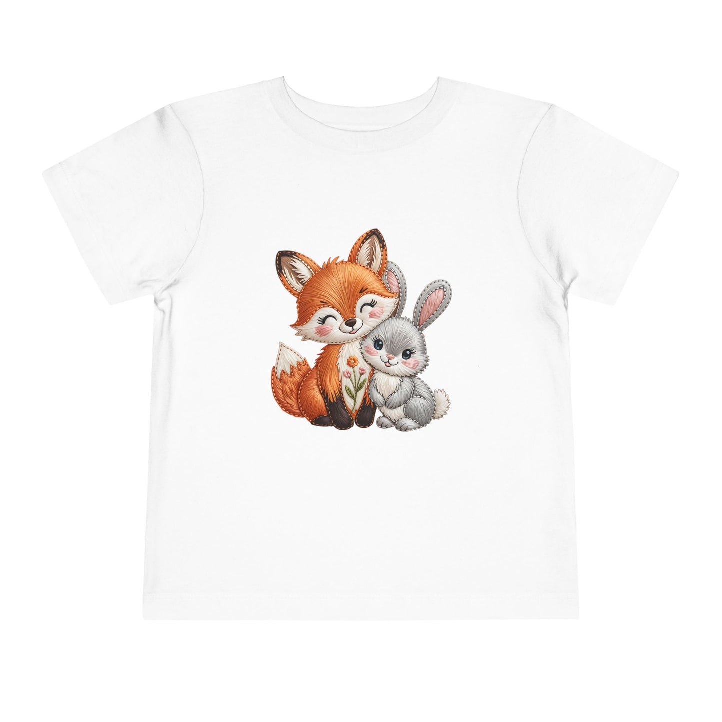 Animal Friends Toddler Tee, Kids Short Sleeve Shirt, Baby Shower Gift, Toddler Apparel, Fox and Bunny Design
