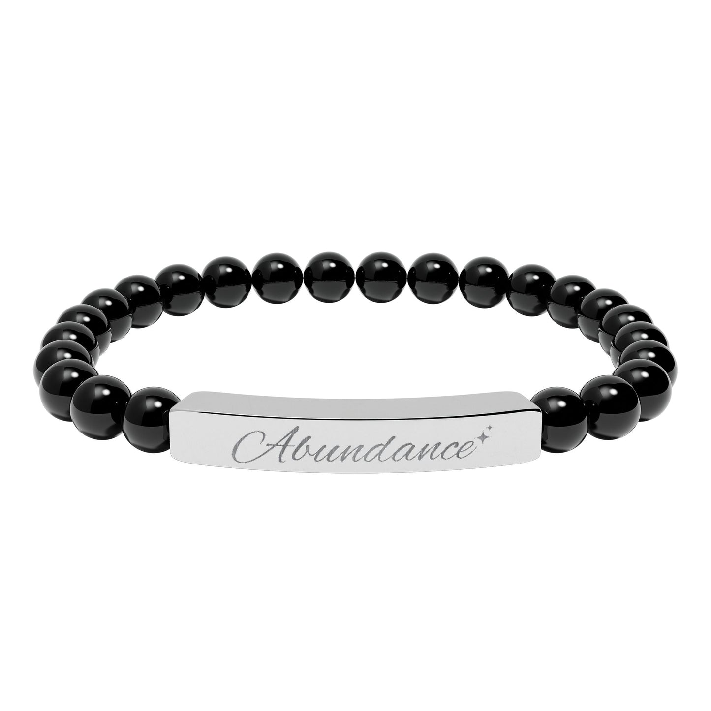 Abundance Engraved Natural Stone Stretch Bar Bracelet