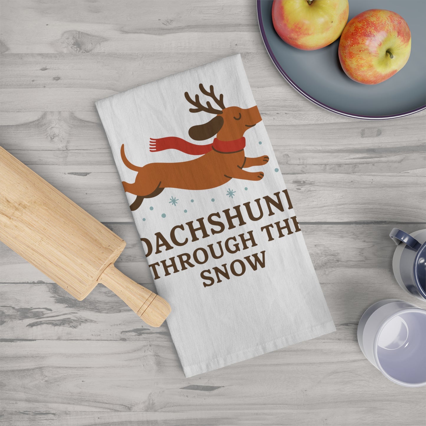 Dachshund Through the Snow Tea Towel